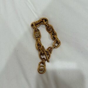 MICHAEL KORS Rose Gold Toggle Chain Bracelet Padlock Charm